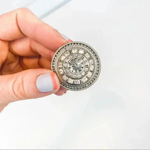 Circular Faux Diamond Ring Costume Jewelry